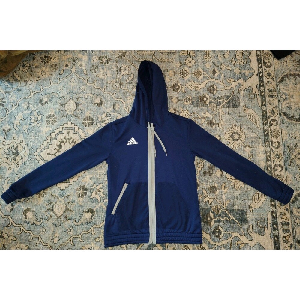 Women's Adidas Navy Blue/Gray Zip-up Hoodie Sweatshirt Size Small